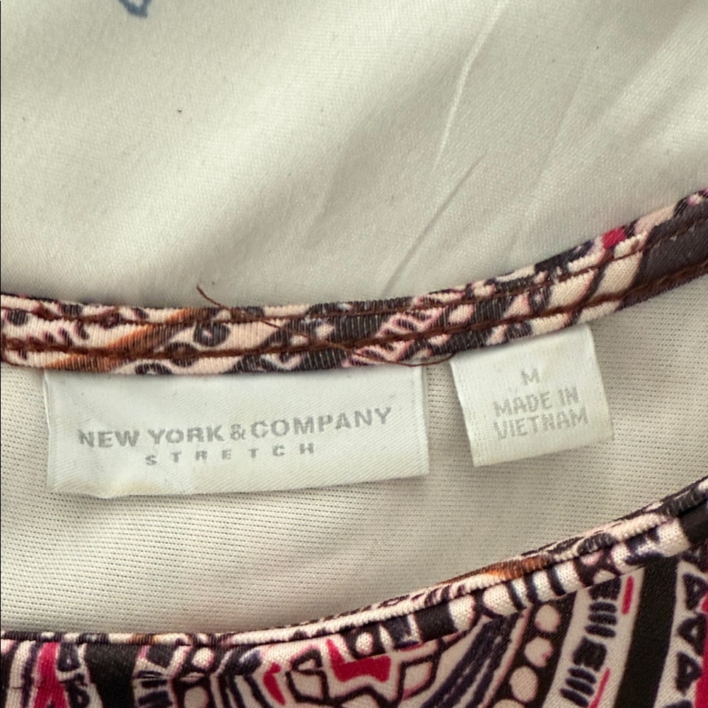 New York & Company Pink and Black Paisley Midi Dress - Picture 2 of 6